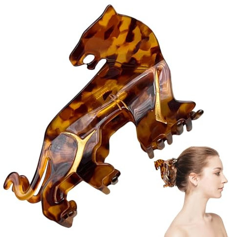 Pinza de pelo de leopardo con forma de perro salchicha - Pinza de pelo mediana con forma de perro | Pasador antideslizante para el pelo | Accesorios de acetato para el pelo de cachorros | Pinza de