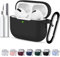 Kompatibel mit Airpods Pro 2 Hülle Schutzhülle Case 2023 2022 für Frauen Männer Weich Silikon für Airpods Pro 2 Generation Hülle LED an der Frontseite Sichtbar mit Reinigungsset und Karabiner Schwarz