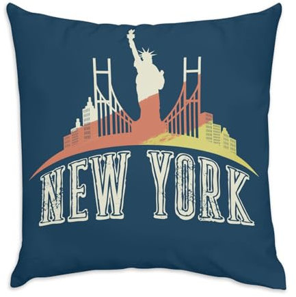 Fabulous Kissenhülle, Velours, blau, Motiv: New York Skyline, Reisen, USA, Urlaub, 40 x 40 cm, samtig