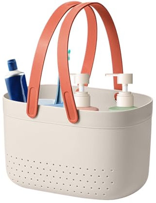 Riaisttd Organisateur de rangement pour douche, panier de drainage, bac de douche portable, organisateur de dortoir universitaire, panier de rangement de cuisine, boîte de douche avec poignées pour