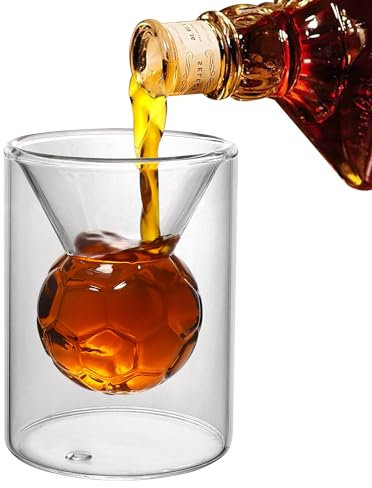 Verres à whisky à double usage avec tasse de football intégrée - Verres à vin à double paroi - Cadeau de fête des pères - Cadeau de football - Cadeau de fête des pères - Cadeau de football pour homme