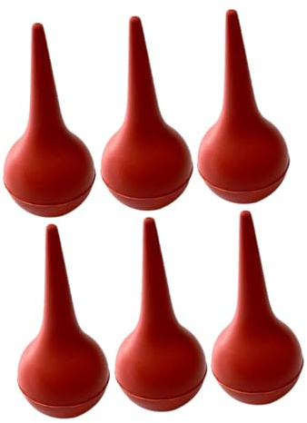 6 Stück Ohrspritzenballons aus Gummi, Rot, für Babys zur Reinigung | Ballonspritze für Nase für Babys, Ohrwulst, Ohrreinigungswerkzeug für Ohrenschmalzreinigung