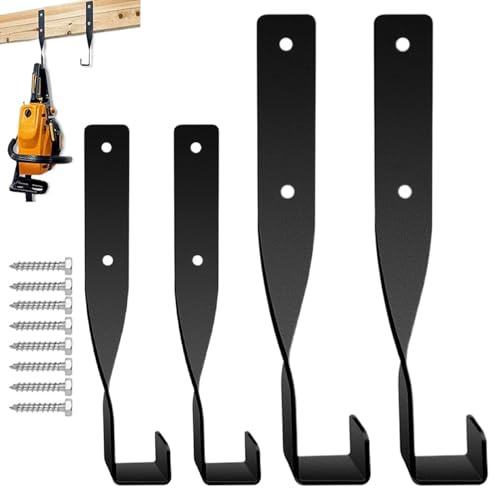 Bvizyelck Porte-Tronçonneuse | Range-Tronçonneuse avec Crochet de Rangement - Métal Anti-Rouille Organisation Verticale Gain de Place pour Outils Quad Tracteur Jardin Haies