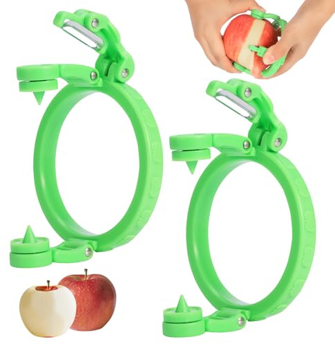 Casbomy Manuell Apfelschäler, Innovativ Obstschäler Schälmesser, Manuelle Drehung Ausklappbar Schälmesser für Küche, Anwendbar für Früchte und Kartoffeln Schneiden(2 Stück)