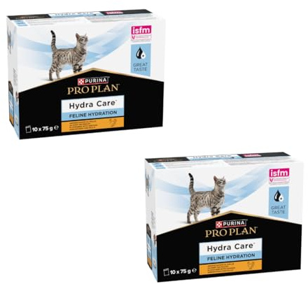 PURINA PRO PLAN Hydra Care Katze | Doppelpack | 2 x 10 x 75 g | Ergänzungsfuttermittel für ausgewachsene Katzen | Kann dabei helfen die Wasseraufnahme zu erhöhen | Im Frischebeutel