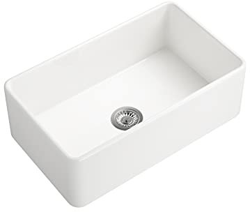 Fregadero de Cocina Blanco Estilo Granja con Delantal Profundo, Resistente a Las Manchas, diseño Duradero para cocinas con Mucho Movimiento.
