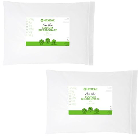 Hexeal Pure Value Sodium Bicarbonate 2 x 5kg Bags - Food Grade, Fine Powder | 10kg - Baking Powder for Cooking and Baking. Ideal for Bath Bombs and Household Cleaning. Deodorises and Removes Grime