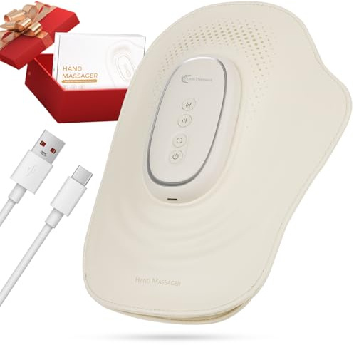 Handmassagegerät mit Wärme und Knetfunktion, 3 Massageprogramme, 3 Temperatureinstellungen, 3 Intensitätsstufen, Kabellos und Tragbar, Das Perfekte Geschenk für Frauen (Weiß)