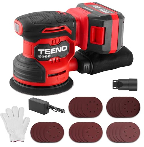 TEENO Levigatrice Orbitale a batteria 4A,Platorello 125 mm