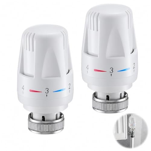 2 PCS Thermostatic Radiator Valve Head, M30 x 1.5 Radiator Thermostat Valve | Radiator Thermostat Valve Head with 5 Setting Temperature Control, Universal Thermostat Heating Valve for Home/Office/Bedroom