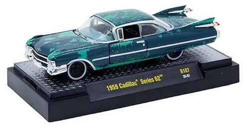 M2 Machines Auto-Thentics 1959 Caddy Series 62 Blue with Green Paint Graphics Adult Collectible R107 26-01