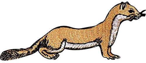 Bestickter Aufnäher/Aufbügler mit Wiesel/Frettchen zum Aufnähen/Aufbügeln auf Kleidung, Jacken, Jeans oder Taschen