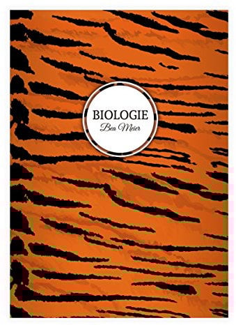 4 personalisierte, Wilde Animal Print DIN A4 Schulhefte, Rechenhefte mit Tiger Muster Lineatur 29 (Kariertes/rautiertes Heft)