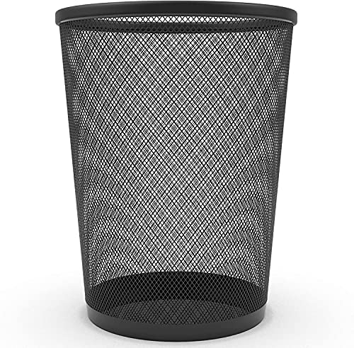 Zuvo Cesta de basura de malla de alambre de metal negro para oficina, hogar, dormitorio, altura de 10.1 pulgadas, ancho 10 pulgadas, 4 galones (16 cuartos de galón) (1, negro)