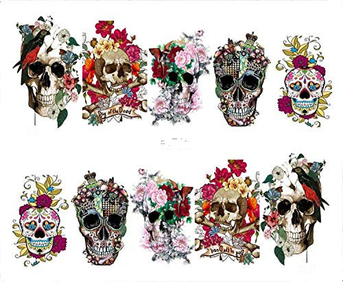 1 Sheet Nail MT15 Full Cover Flower Crown Skull Fashion Nail Art Water Transfer Sticker Decal for Nail Tattoo Tips Nail Tools 012