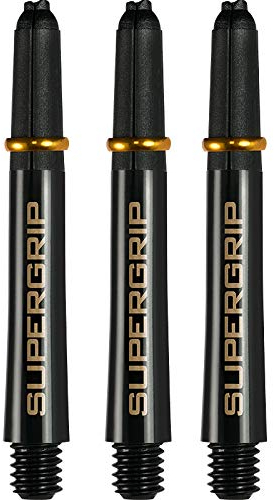 Harrows Supergrip-Schäfte– mit gefrästen Ringen, 5 Sets (15 Stück), schwarz / gold, Kurz