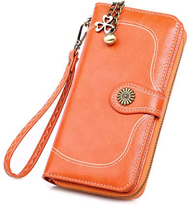 RRANCharltu Portefeuille Femme Grande Capacité Porte Monnaie Femme Cuir Portefeuilles et Porte-Cartes avec Fermeture Éclair, Compartiments Cartes et Poche Téléphone