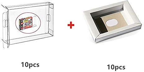 WiCareYo 10Pcs Schutzhülle Karton Wiedereinbau inneres Einlegeeinsatz Behälter für Super SNES PAL u. NTSC CIB Spiel Patrone & 10PCS Clear Box Hülse für SNES N64 Spiele Cartridge Box