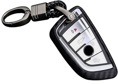 M.JVisun Weich Autoschlüssel Fall für BMW 2 Serie 3 Serie 5 Serie 6 Serie 7 Serie GT5 M4 M5 X1 X2 X3 X5 X5M X6 X6M X7 Silikon TPU Kohlefaser Muster Abdeckung - Schwarz - Weben Schlüsselbund