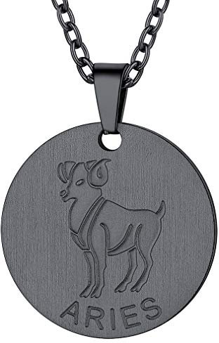 FaithHeart Schwarz Sternzeichen Widder Kette, Horoskop Anhänger Halskette, Sternbild Anhänger für Weihnachten Geburtstag