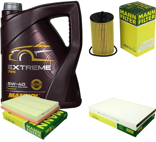 Filter Set Inspektionspaket 5 Liter MANNOL Motoröl Extreme 5W-40 API SN/CF MANN-FILTER Luftfilter Innenraumfilter Ölfilter
