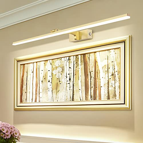 MantoLite Dimmbar Bild Wandleuchte 18W,81CM Gold LED Waschtisch Badezimmer Wandleuchter Beleuchtung Fixture Verstellbarer Spiegel Wandleuchte,3000K/4500K/6000K Nachttisch Leseleuchten Display Lampen