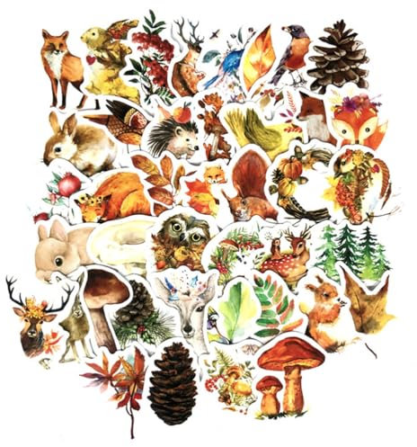 Milisten 47pcs Forest Animals Stickers Autumn Woodland Animals Creature Plant Graffiti Decals Kids Scrapbooking Stickers for Laptop Suitcase Wall Decor