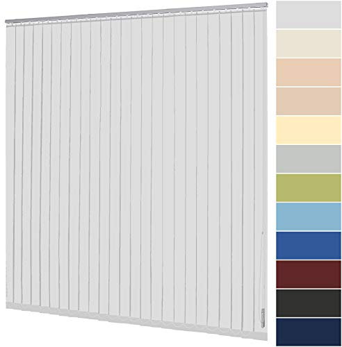 Lamellenvorhang nach Maß Vertikaljalousie 127 mm für Tür und Fenster viele Farben Maßanfertigung Jalousie Lamellen Rollo Wand- und Deckenmontage (Breite 240,1-250 cm x Höhe 240,1-250 cm, Weiß)