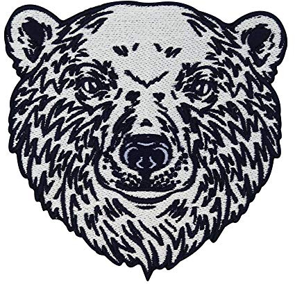 Finally Home Großer Eisbär Kopf Patch zum Aufbügeln | Schnee Tiere Patches, Weißer Eis Bär Bügelflicken, Flicken, Aufnäher für Kinder und Erwachsene