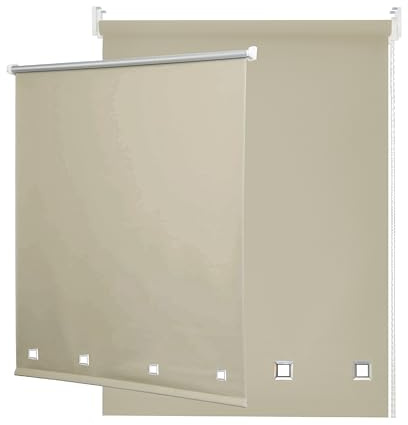 Funky Gadgets Roller Blinds Square Eyelet Light Filtering Roller Blind Daylight Trimmable Blinds Child Safe Easy Fit Metal Tube Home Office Window Blinds-Natural, W120 x L165cm