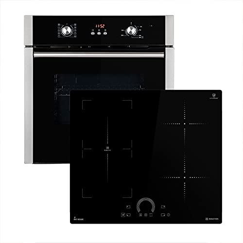 Autarkes Herdset: 60cm Einbaubackofen BO8805SS + 59cm Induktionskochfeld IH85901FZ / Grill/Heißluft/Automatik-Timer / 2-fach Wärmeschutzverglasung/Kindersicherung / SET8805IH592FZ