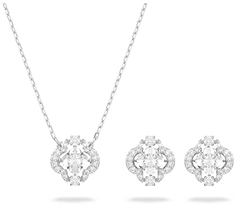 Swarovski Sparkling Dance Set, Rhodinierte Halskette und Ohrringe mit Strahlenden Kristallen