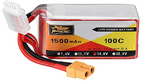 KINGDUO Power 14.8V 1500mAH 100C 4S Lipo Batterie avec Prise XT60 pour Eachine Wizard X220S FPV Racer RC Drone