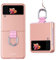 KEYYO Cover per Samsung Galaxy Z Flip 3, Custodia PC con Fibbia ad Anello, Case con Portachiavi - Oro Rosa