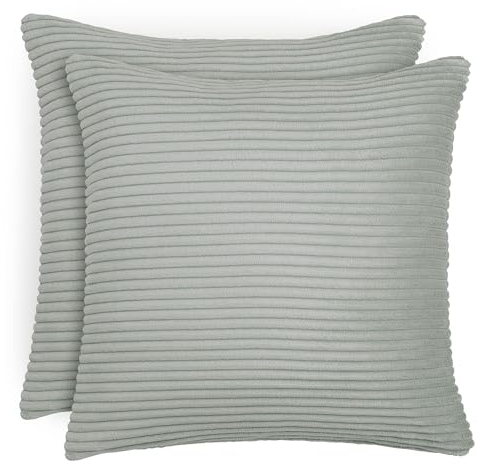 Blumtal 2er Set Kissenbezug 45x45 cm Hellgrau – Kord Kissenhülle mit verstecktem Reißverschluss, weiche Cord Kissenbezüge - für Deko-Kissen Polster Sofakissen Zierkissen & Couchkissen