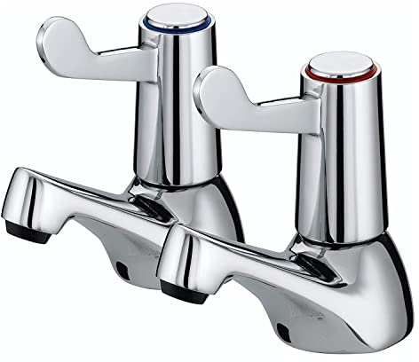 Basin taps Pair of Bathroom taps Basin Pair, Quarter Turn Basin taps Pair, Chrome Brass Pillar Hot and Cold Water Basin taps, ¼ Turn Lever Sink taps for Bathroom Kitchen, Sink tap Double Basin taps
