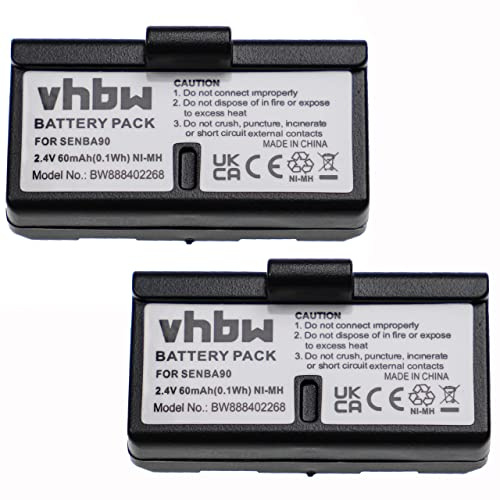 vhbw 2X Akku Ersatz für Sennheiser BA90 | E180, E90 für Wireless Headset Kopfhörer (60mAh, 2,4V, NiMH)
