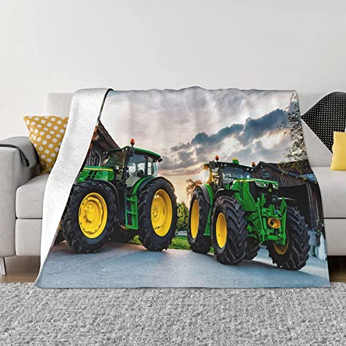 Traktor Grün Kuscheldecke Flauschige 70x100, 3D Decke, Mikrofaser Sanft Flanell Weich Decke Fleecedecke Sofaüberwurf Tagesdecke kinderdecke für Bett/Sofa