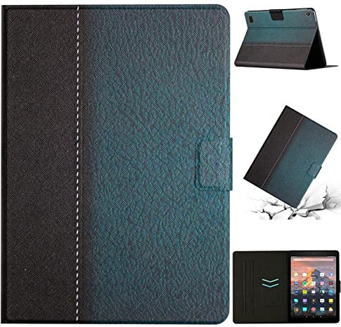 ZZjingli Stitching Solid Color Smart Leather Tablet Case For Amazon Kindle Fire HD 7 2019/2017/2015(Green)(Grey)(Rose Red) etc (Color : Green)
