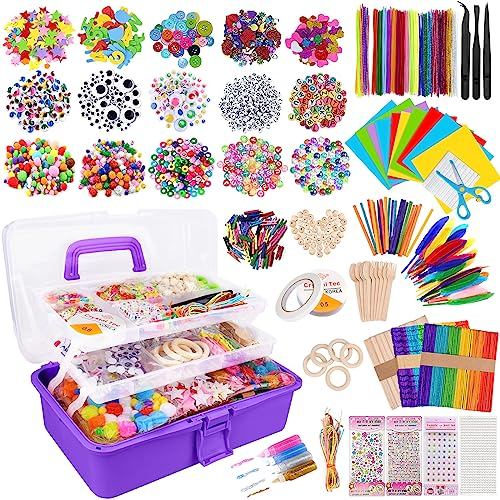JOTOL Bastelset Kinder,3100+Stück Scrapbooking Bastelset mit Aufbewahrungsbox,DIY Kunsthandwerk Bastelkoffer Bastelbedarf für Kinder,Bastelzubehör Bastelmaterial Bastelsachen Bastelpapier