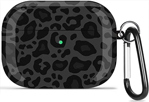 Olytop for Airpods Pro 2nd/1st Generation Case Leopard 2019/2022/2023, Cute Air pods Pro Protective Printed Cover Skin Women Girl for Apple iPod Pro 2/1 Gen Case with Keychain - Black/Grey Leopard