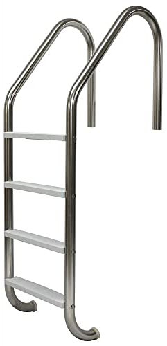 Aqua Select 4-Step Stainless Steel Pool Ladder with Plastic Steps | Entry and Exit System for In-Ground Swimming Pools | 1.90-Inch Outer Diameter