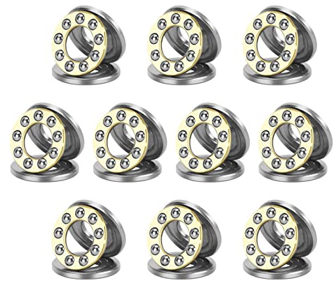 HiPicco Thrust Ball Bearings, 10pcs F8-16M Miniature Plane Axial Ball Bearing 3-in-1, 8mm x 16mm x 5mm Chrome Steel Single Direction