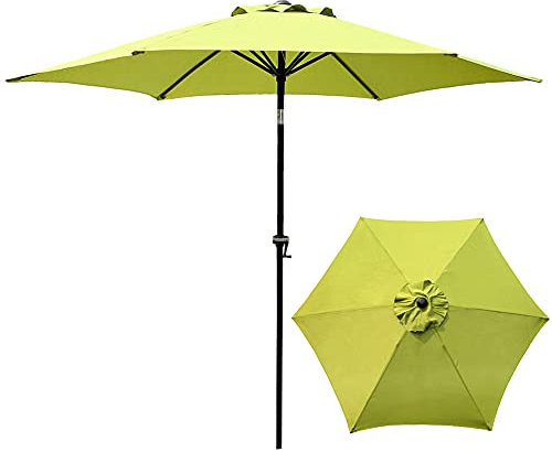 Parasol rond de 2,7 m, parasol de jardin, terrasse, parasol inclinable, parasol pour extérieur, plage, piscine, balcon, table de marché, table de marché, pour plage, piscine, balcon, vert