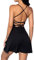IDOPIP Tenniskleid für Damen mit integriertem BH und Shorts mit Taschen Sexy Schnürung Rückenfreies Golf Athletic Sportkleider schwarz XL