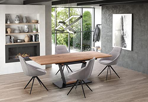 Design Esstisch HAU-111 Eiche Gold - Schwarz matt ausziehbar 160-220cm