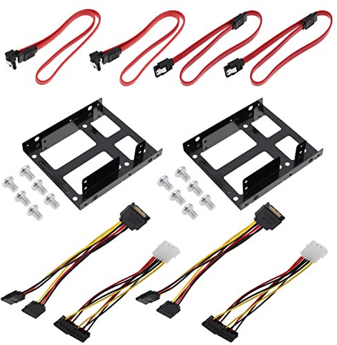 2 Set di Supporto SSD Kit di Montaggio Disco Rigido Interno Cavi Dati SATA3.0 Cavi di prolunga di alimentazione SATA Accessori Elettrici in Metallo