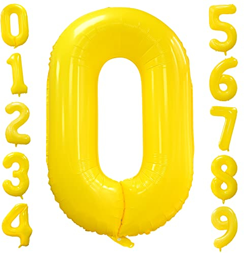 Folienballons Zahl 0 Gelb 101cm Groß Zitronengelb Luftballon Geburtstag 40 Zoll Zahlenballons 0 Geburtstagsballon Helium Ballon für Mädchen Junge Gelbe Zahlenballon Mädchen Party Jubiläums Party Deko