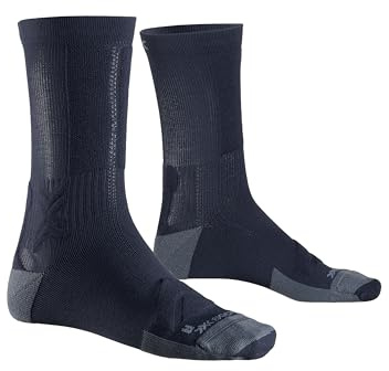 X-Socks Gravel Discover Crew Socken mit Thermoregulation, 45-47 | Optimale Luftzirkulation, mehrschichtiger Schutz, Achillessehnenprotektor, für Gravel-Biking geeignet