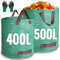 JARDILIFE Garden Waste Bags Heavy Duty 400 500 Litre 2 Pack, Reusable Garden Sacks with 1 Pair of Gardening Work Gloves, Tools Bags for Garden Waste Plant Waste Grass Leaves (400L*500L)